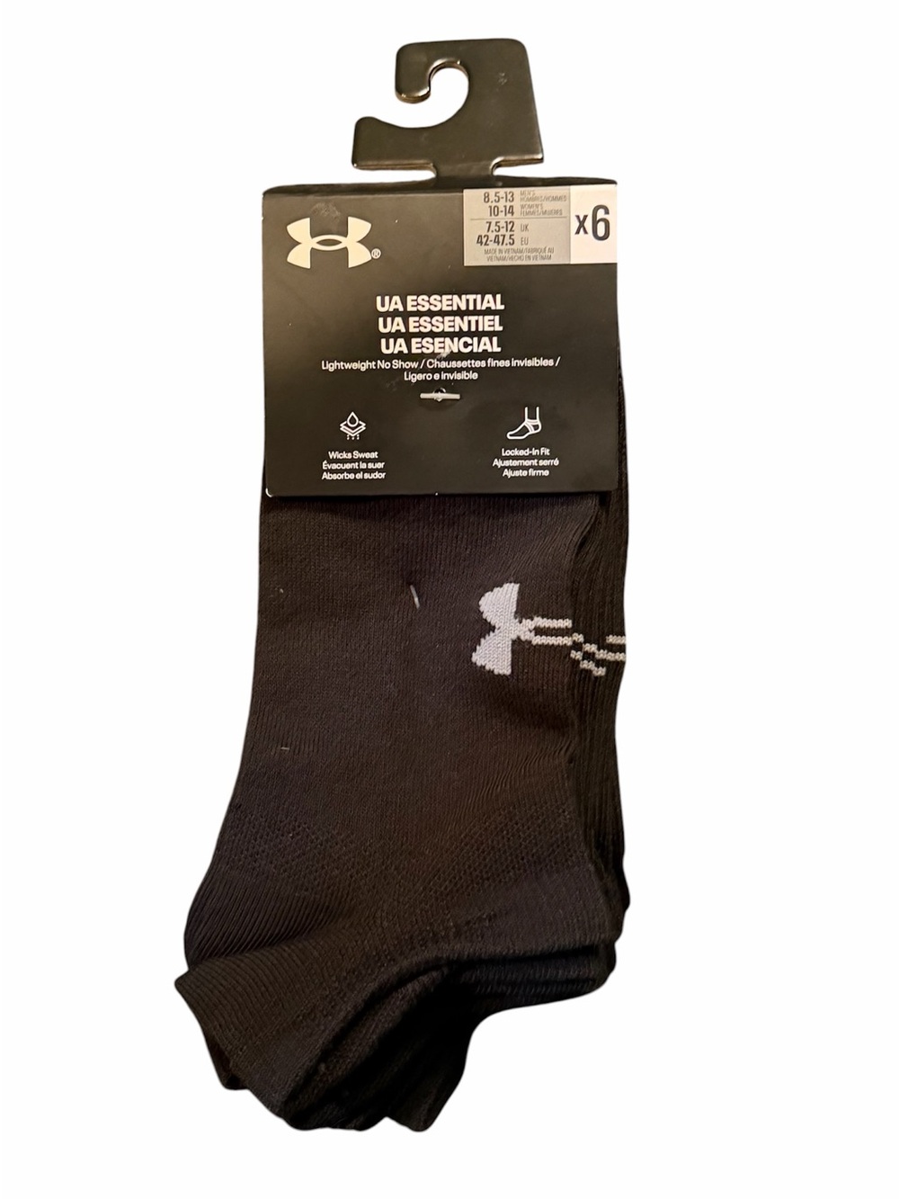 Under Armour Black No-Show Athletic Socks with White Logo - 6 Pack